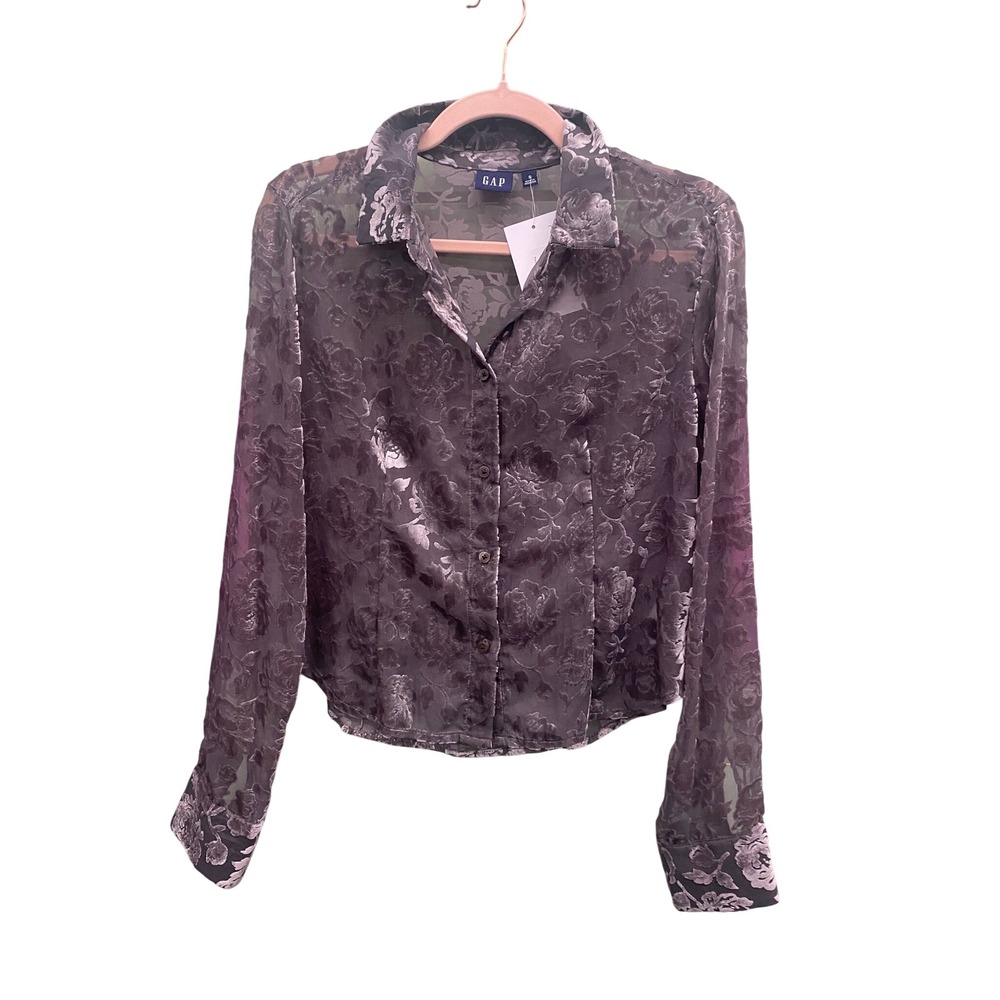 y2k whimsigoth romantic metallic shirt gap small velvet accents recycled velvet